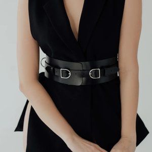 Bleak & Sleek Real Leather Pink corset belt GINGER BELT Size L